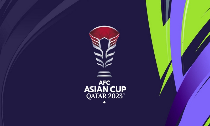 Biểu trưng nền tím đậm khá phong cách của AFC Asian Cup 2023

