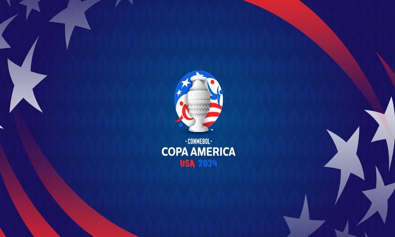 Biểu trưng nền xanh giống quốc kỳ Mỹ của Copa America 2024
